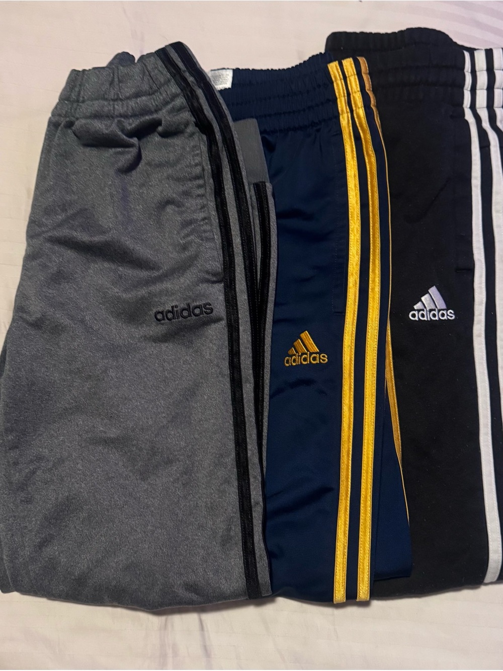 adidas 3 pack Kids' Athletic Track Pants - Gray, Navy, Black